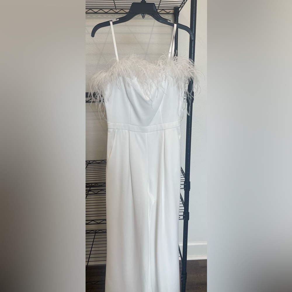 White feather jumpsuit- size 8